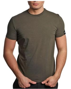 DSquared² Tops ,Groen ,T-Shirt Met Ronde Hals - Grijs
