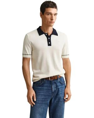 GANT Tops ,Katoen Cotton Modal Polo - Wit