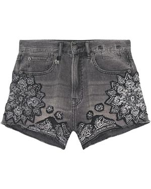 R13 Korte Broeken ,Zwart ,Katoen Short X-Boyfriend - Grijs