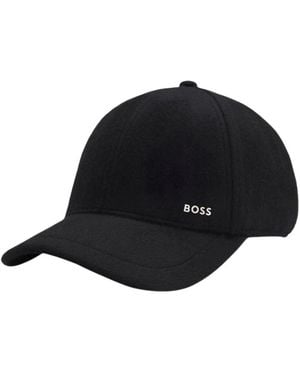 HUGO Casquette Van Wol En Zijde Met Twill Voering - Zwart