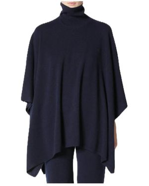 SMINFINITY Oversized Turtle Neck Cape Jumper - Blau