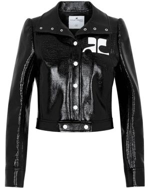 Courreges Schwarze vinyl-logo-jacke