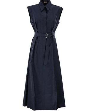 Brunello Cucinelli Mouwloze Maxi Shirtjurk - Blauw