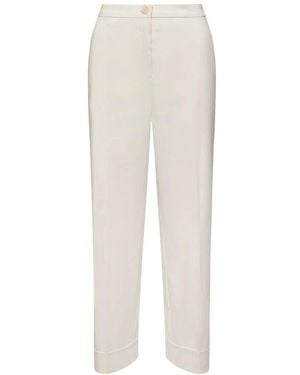 Elena Miro Cropped Hose Mit Umschlag - Weiß