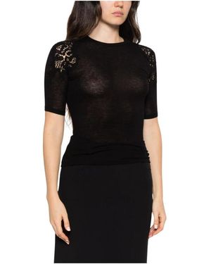 Ermanno Scervino Truien & Vesten ,Zwart ,Gebreide Top Met Ronde Hals