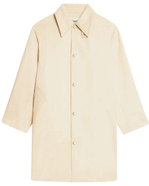 Ami Paris Single-Breasted Coats - Natural
