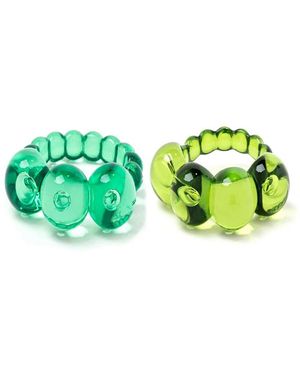 La Manso Accessoires ,Groen ,Ranunculus Set Of Two Rings