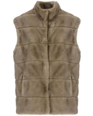 Betta Corradi Gilet in ecopelliccia marrone senza maniche - Verde