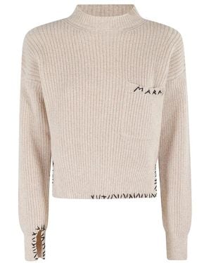 Marni Asymmetrischer Rollkragenpullover - Natur