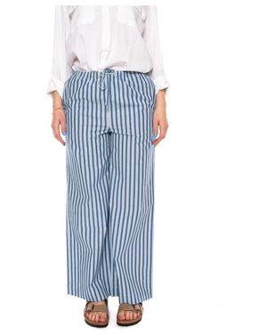 Thinking Mu Begur Stripes Wide Broeken - Blauw
