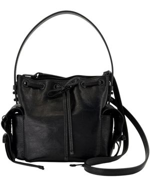 Acne Studios Schwarze Leder-Crossbody-Tasche Mit Taschen