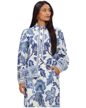 Dea Kudibal Overhemden ,Veelkleurig ,Linnen Slomadea Ns Shirt Met Ballonmouwen - Blauw