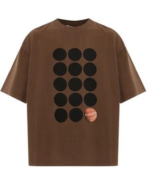 Marni Tops ,Bruin ,Katoen Katoenen T-Shirt Met Planeetprint