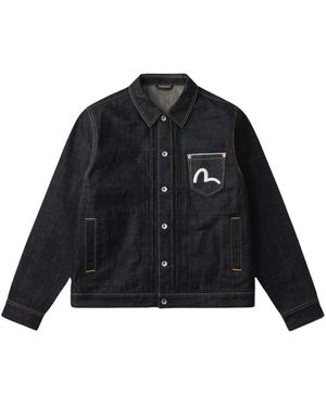 Evisu Jassen ,Blauw ,Denim Whale Emb Denim Jacket