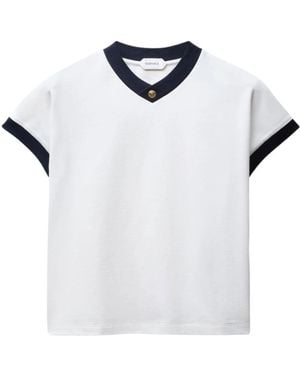 Versace Tops ,Wit ,Katoen V-Hals T-Shirt
