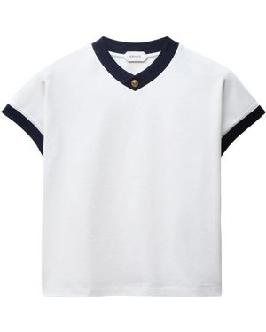 Versace Tops ,Wit ,Katoen V-Hals T-Shirt