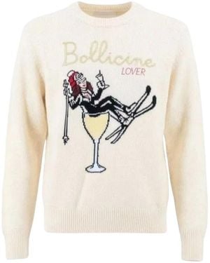 MC2 Saint Barth Truien & Vesten ,Wol Intarsia Gebreide Trui Met Ronde Hals - Wit