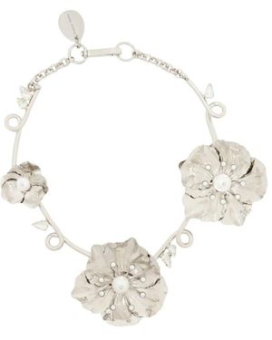 Simone Rocha Accessoires ,Grijs ,Turbo Blooming Poppy Necklace - Metallic