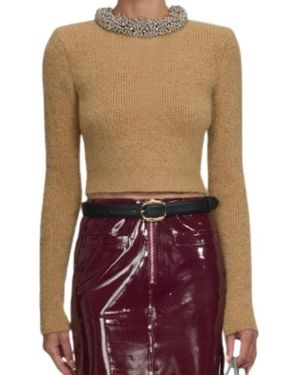 Self-Portrait Truien & Vesten ,Bruin ,Ronde Hals Gebreid - Rood