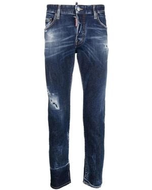 DSquared² Jeans ,Blauw ,Katoen Dark Scar Wash Skater Jeans