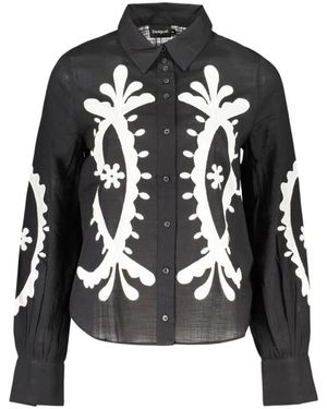 Desigual Flora Shirt Met Lange Mouwen - Zwart