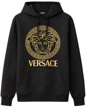 Versace Hoodies & Sweatvesten ,Zwart ,Katoen Medusa Logo Hoodie
