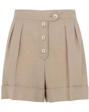 Valentino Leinenmischung Plisseeshorts - Natur