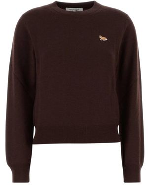 Maison Kitsuné Truien & Vesten ,Bruin ,Round-Neck Truien