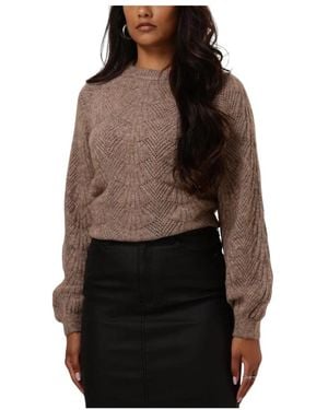 Object Flora Re L/S Gebreide Pullover - Bruin