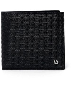 ARMANI EXCHANGE Logo Bifold Portemonnee Zwart Linnen Leer