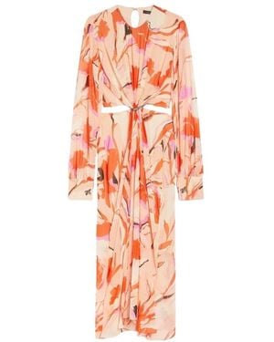 Max Mara Seidenkleid Mit Gerafftem Design - Orange