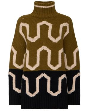 La DoubleJ Truien & Vesten ,Veelkleurig ,Wol Comber Turtleneck - Groen