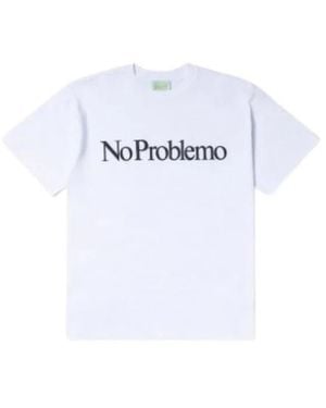 Aries Tops ,Wit ,Katoen No Problemo T-Shirt