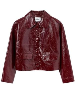 Self-Portrait Leren Cropped Jas - Paars