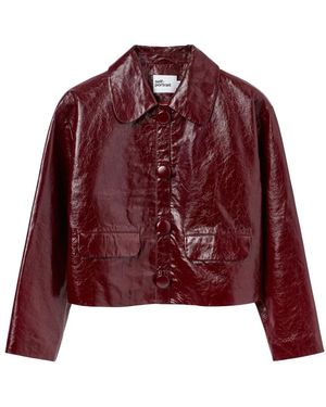 Self-Portrait Leren Cropped Jas - Paars