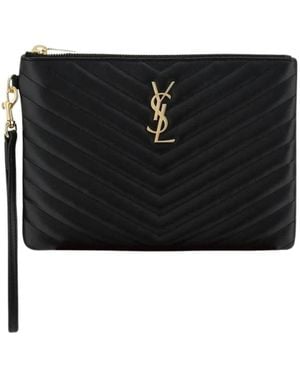 Saint Laurent Cassandre Matelassé Pouch - Schwarz