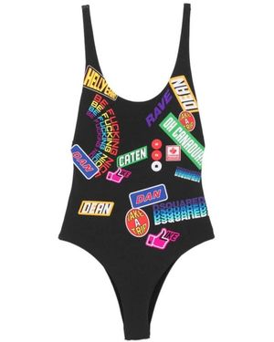 DSquared² Badmode ,Zwart ,018 Costume Intero Stm Patch