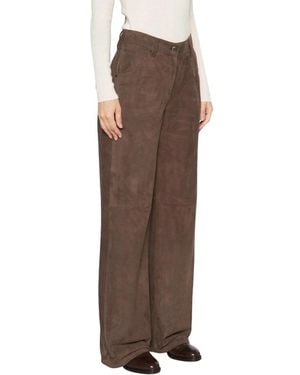 Brunello Cucinelli Leren Broek - Bruin