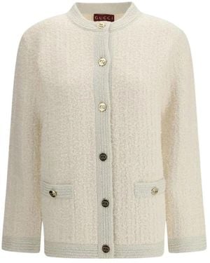 Gucci Wol Gebreide Cardigan Met Knoopsluiting - Naturel