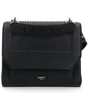 Lancel Schwarze Lederklappentasche Modell Ninon