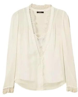 Twinset Georgette Blouse Met Kant - Naturel