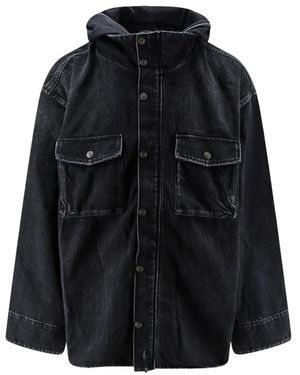Balenciaga Jassen ,Zwart ,Denim Hooded Denim Jacket