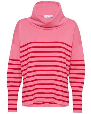 Saint Tropez Truien & Vesten ,Roze ,Gestreepte Cowlneck Pullover Trui Chateau Rose - Rood