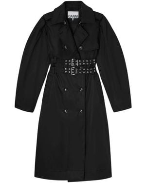 Ganni Trench Coats - Black