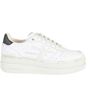 Premiata Micol 8197 Side-Logo Leather Trainers - White