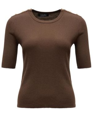 Max Mara Truien & Vesten ,Bruin ,Wol Riviera Trui Met Knoopdetail