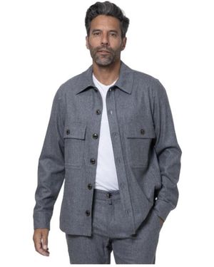 Jacob Cohen Jassen ,Grijs ,Grijs Flanellen Overshirt - Blauw