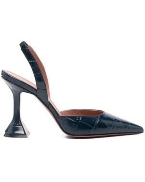 AMINA MUADDI Slingback Shoes Crocodile Effect - Blue