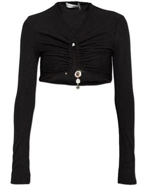 Christopher Esber Tops ,Zwart ,Polyester Droplet Kristal Hanger Top Met Lange Mouwen