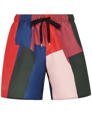 JW Anderson Abstrakte Grafikdruck Badeshorts - Rot